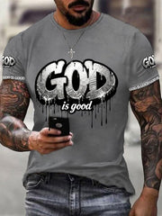 Men's Christian God Is Good Cross Short Sleeve O-neck T-shirt