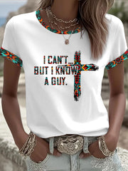 Women's "I Can't But I Know A Guy" Printed Casual T-Shirt