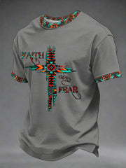 Men's Faith Over Fear Printed Casual T-Shirt