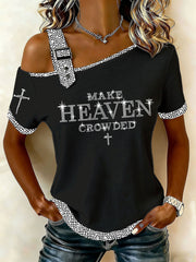Women's Make Heaven Crowded Rhinestone Print Casual T-Shirt