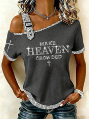 Women's Make Heaven Crowded Rhinestone Print Casual T-Shirt