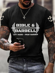 “Bible&Barbell Lift Hard-Pray Harder” Christian Fitness Casual unisex T-shirt