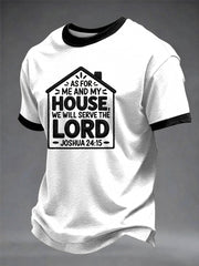 Men's "As for me and my household, we will serve the Lord." Printed T-shirt