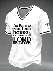 Men's "As for me and my household, we will serve the Lord." V-neck T-shirt