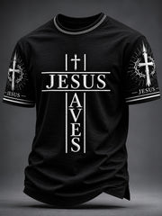 Men's Christian JESUS SAVES Cross Short Sleeve T-shirt