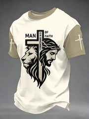 Men's Christian Cross Print Casual Tee