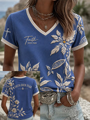 Women's Christian Faith Over Fear Cross Short Sleeve T-shirt