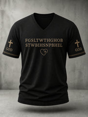 Men's Christian Bible Verse For God So Loved The World Short Sleeve V-neck T-shirt