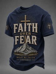 Men's Faith Over Fear Print Casual Tee