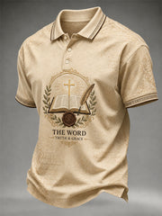 Men's Funny Christian God Print Casual Polo