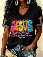 Women's Jesus John 14:6 V-Neck T-Shirts