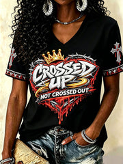 Women's 'crossed up not crossed out' V-neck T-shirts
