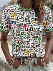 Women's Christian Faith Print Casual Tee