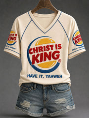 Women's 'Christ is King' V-neck T-shirts