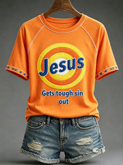 Women's Funny Christ Print Casual T-shirt