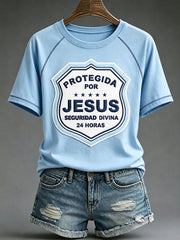 Women's Funny Christ Print Casual T-shirt