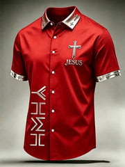 Men's Jesus Print Casual Shirt