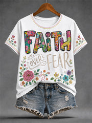 Women's Christian Jesus Print Casual Tee