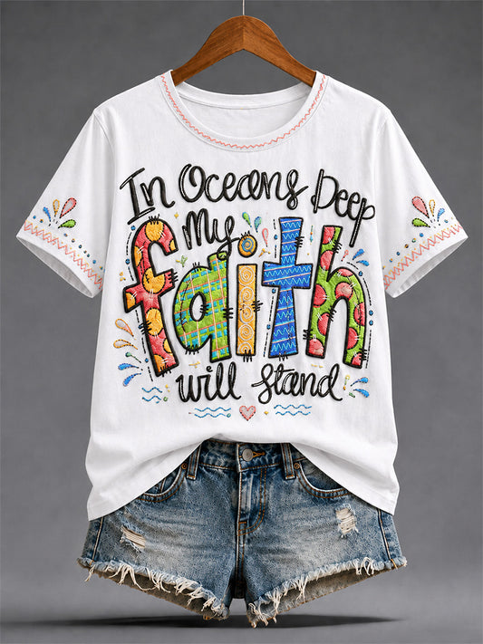 Women's Christian Jesus Print Casual Tee