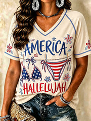 Women's "America Hallelujah" V-Neck T-Shirts