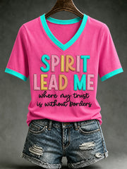 Women's Christian SPIRIT LEAD ME where my trust is without borders Printed Short Sleeve T-shirt