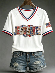 Women’s 'Jesus Saves USA' V-Neck T-Shirts