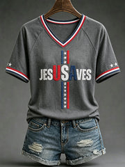 Women's 'Jesus Saves' Printed Casual T-Shirt
