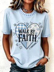 Women's Walk By Faith Plaid Print Casual Tee