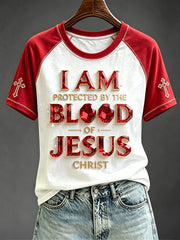 Women's Vintage Faith Art Print Contrast Short Sleeve T-shirt