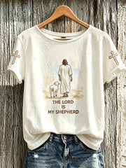 Women's Faith Pattern Printed Leisure Round Neck Short Sleeve T-shirt