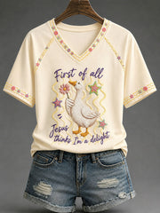 Women's 'Jesus Thinks I'm A Delight' Printed Casual T-Shirt
