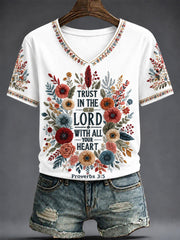 Women's Faith Printed V-neck T-shirt