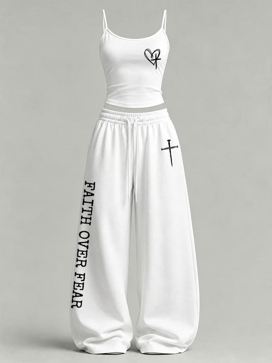 Women's 'Faith Over Fear' Printed Casual Set