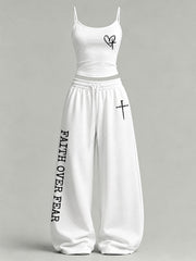 Women's 'Faith Over Fear' Printed Casual Set