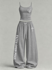 Women's 'Faith Over Fear' Printed Casual Set