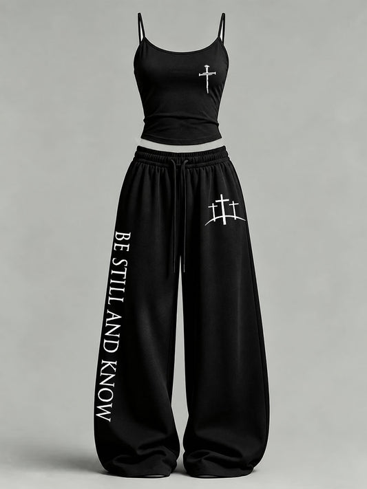 Women's 'Be Still And Know' Print Casual Set