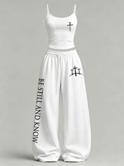 Women's 'Be Still And Know' Print Casual Set