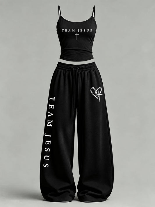 Women's Team Jesus Print Casual Set