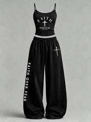 Women's 'Faith Over Fear' Printed Casual Set