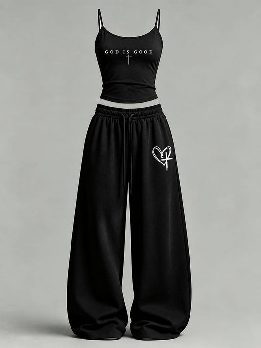 Women's 'God Is Good' Printed Casual Set