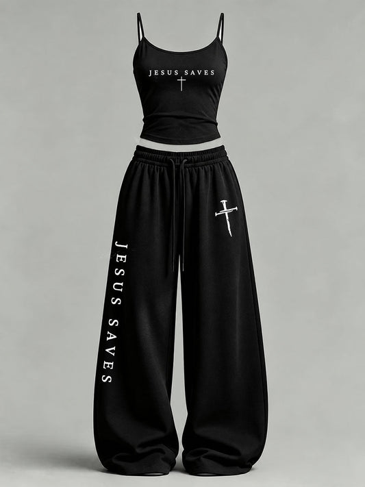 Women's 'Jesus Saves' Printed Casual Set