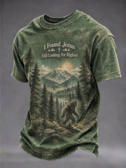 Men's 'I Found Jesus, Still Looking For Bigfoot' Printed Casual T-Shirt