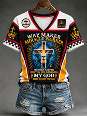 Women's Christian Waymaker Miracle Worker Promise Keeper Short Sleeve T-shirt
