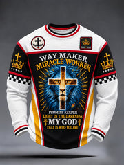 Men's Christian Waymaker Miracle Worker Promise Keeper Waffle Long Sleeve T-Shirt