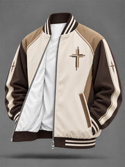Men's Christian Art Cross Pattern Print Jacket