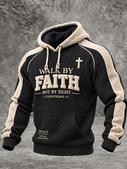 Men's Christian Faith Over Fear Checkered Cotton Hoodie