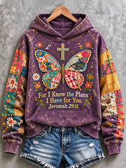 Women's Casual "Faith" Cross-Print Regular Sweatshirt