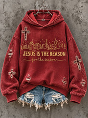 Women's Jesus Is The Reason, Christmas Gift for Christian Regular Sweatshirt