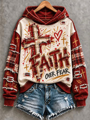 Women's Women's Faith Over Fear Print Hoodie Regular Sweatshirt