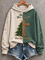 Women's Merry Christmas Faith The Season The Reason Printed Hoodie gracestitchs
